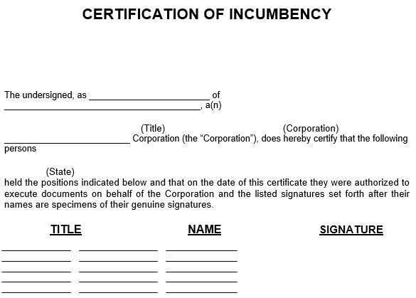 free certificate of incumbency template 16