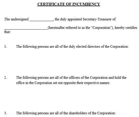 free certificate of incumbency template 6