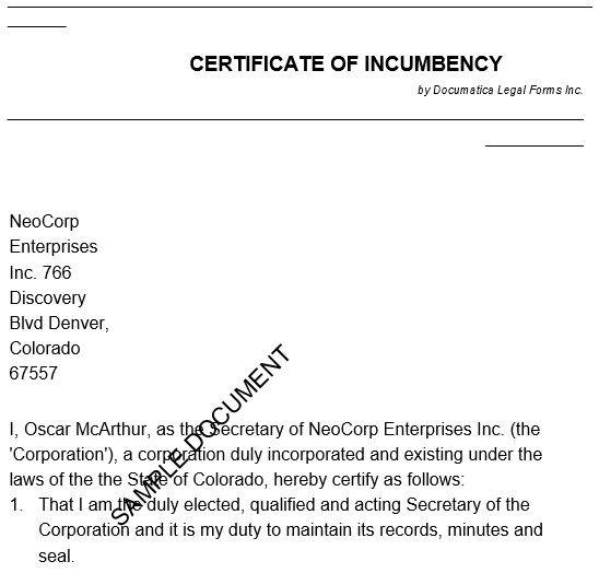 free certificate of incumbency template 9