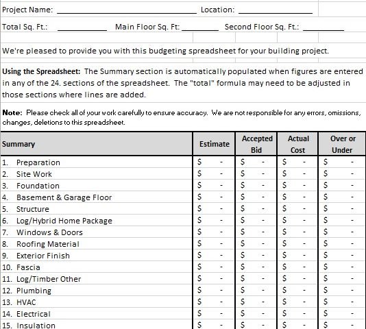 construction estimate template excel