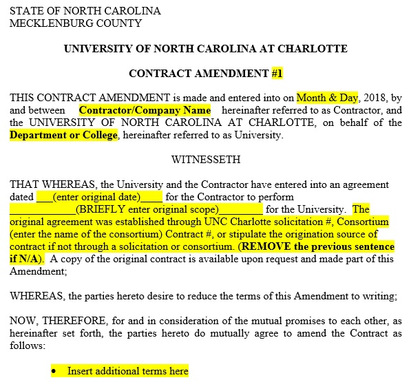 free contract amendment template 3