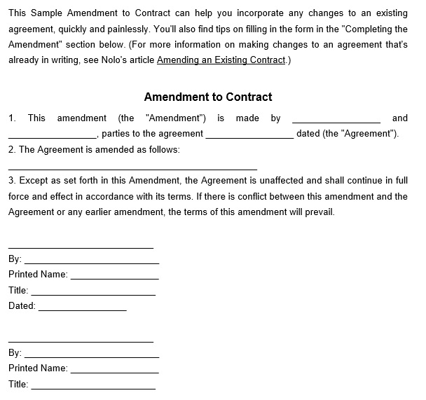 free contract amendment template 5