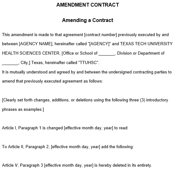 free contract amendment template 6