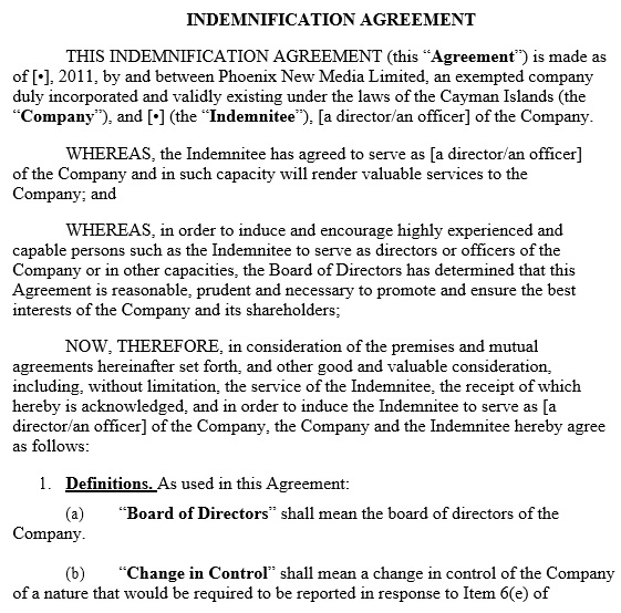free indemnification agreement 4