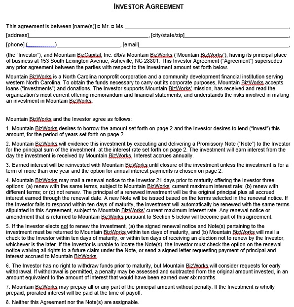 free investment contract template 2