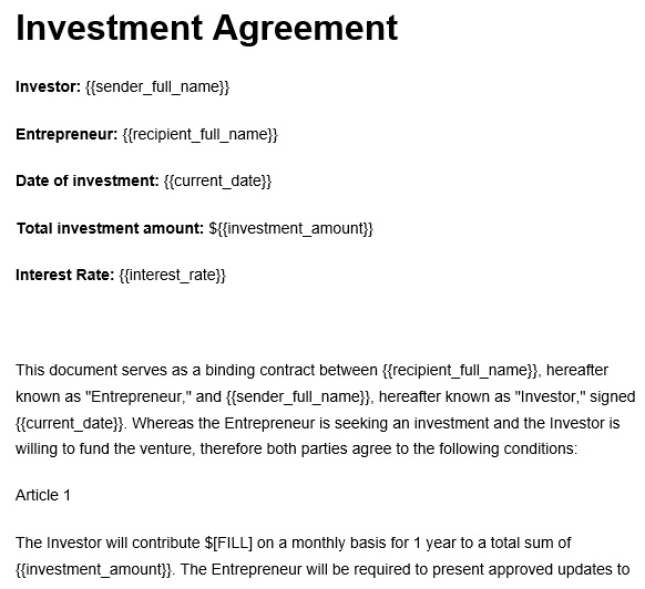 free investment contract template 4
