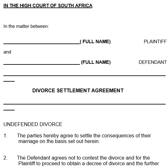 free marital settlement agreement template 2