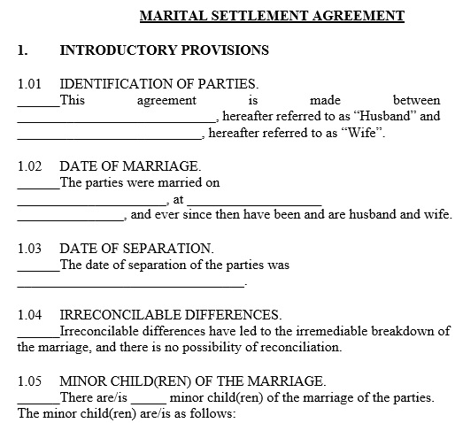 free marital settlement agreement template 6