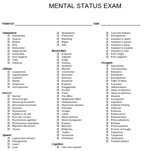 free mental status exam template 1
