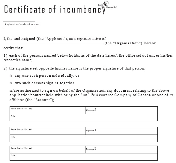 free printable certificate of incumbency template