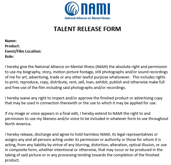 free talent release form 10