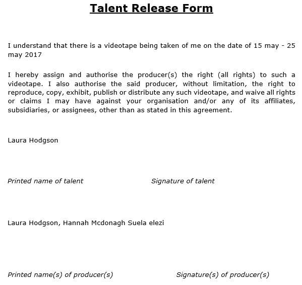 free talent release form 7