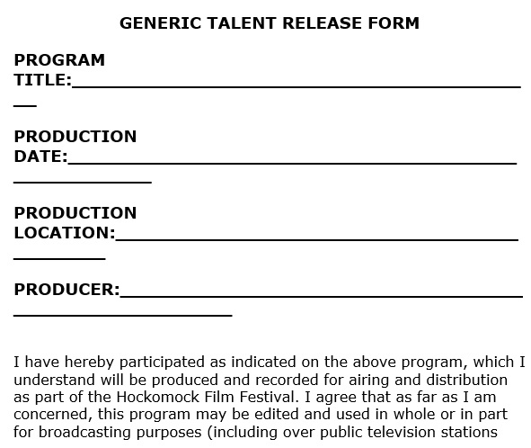 generic talent release form