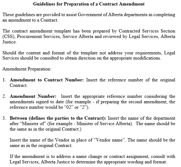 guidelines for preparation of a contract amendment form