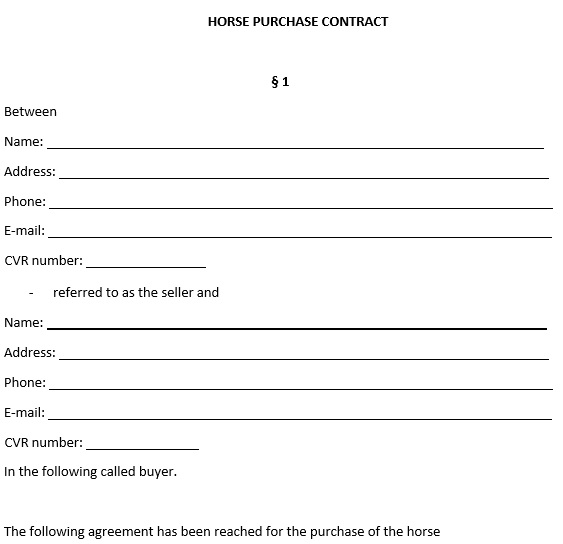 horse purchase contract template
