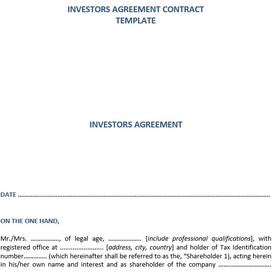 investor agreement contract template