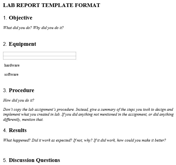 lab report format template