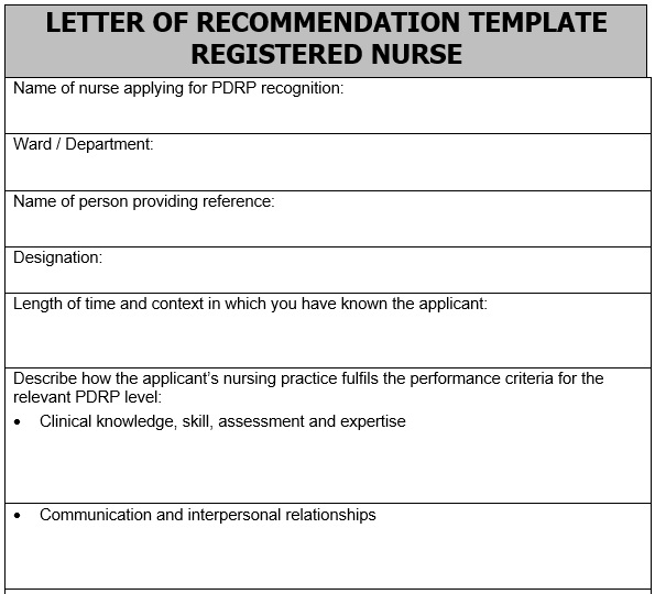letter of recommendation template for registered nurse
