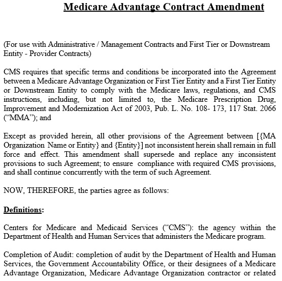 medicare advantage contract amendment