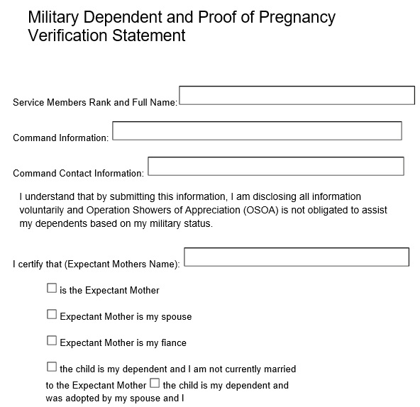 military dependent and proof of pregnancy verification statement