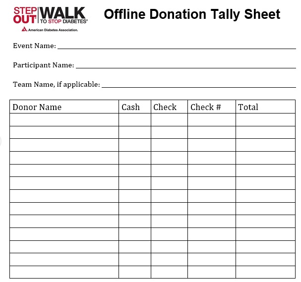 offline donation tally sheet