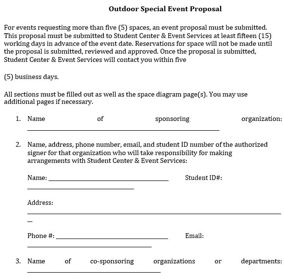 outdoor special event proposal template