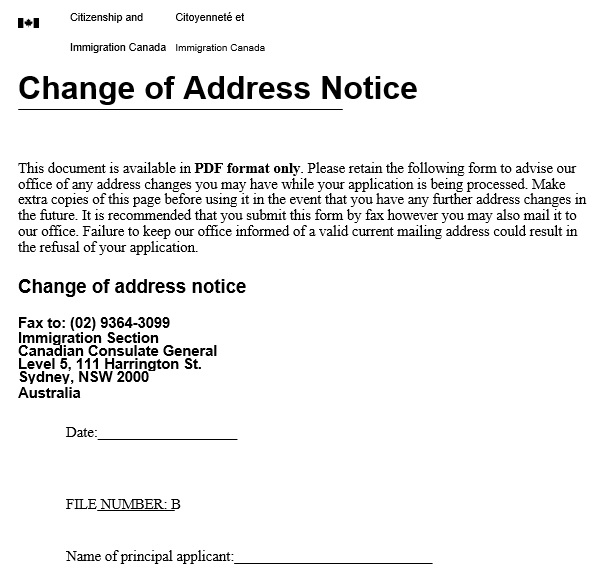 printable change of address notice letter