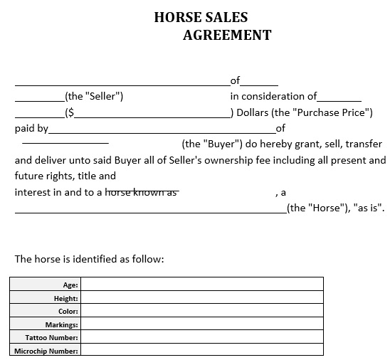printable horse bill of sale form 4