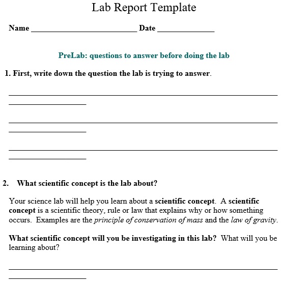 printable lab report template 13