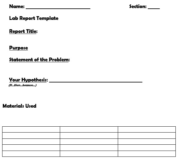 printable lab report template 5