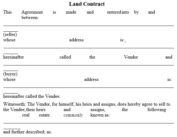 printable land contract form 2