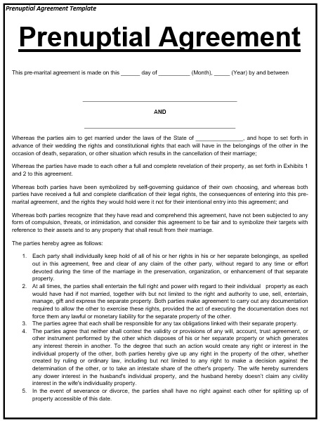 printable prenuptial agreement form 5