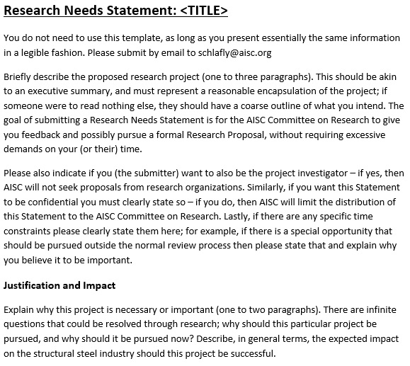 research needs statement