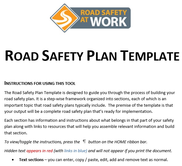 road safety plan template