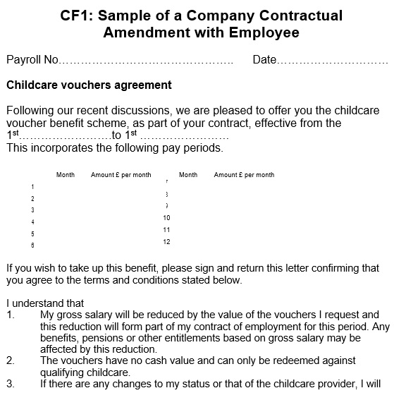 sample of a company contract amendment with employee