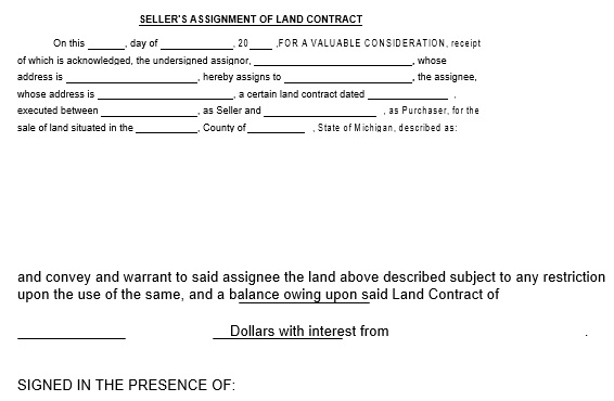 sellers assignment of land contract