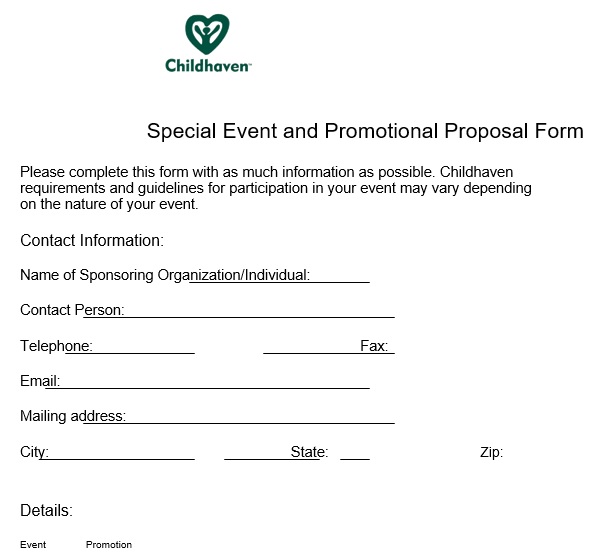 special event and promotion proposal form