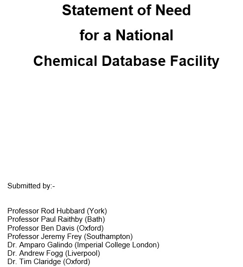 statement of need for a national chemical database facility