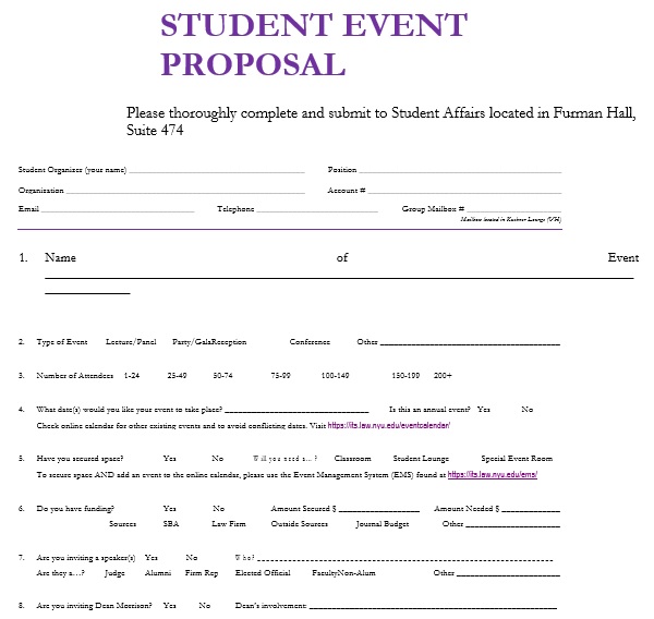 student event proposal template