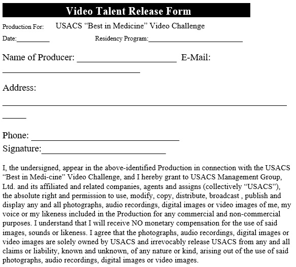 video talent release form