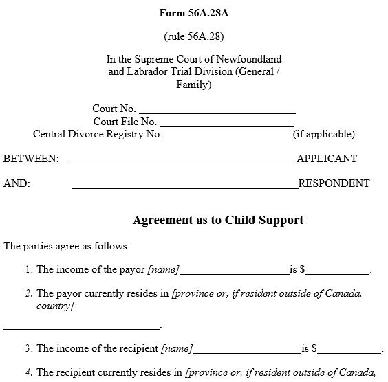child support agreement form 56A 28A