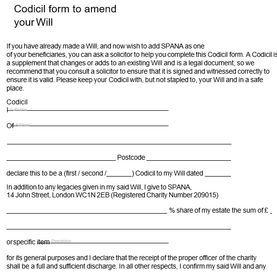 codicil form to amend your will template