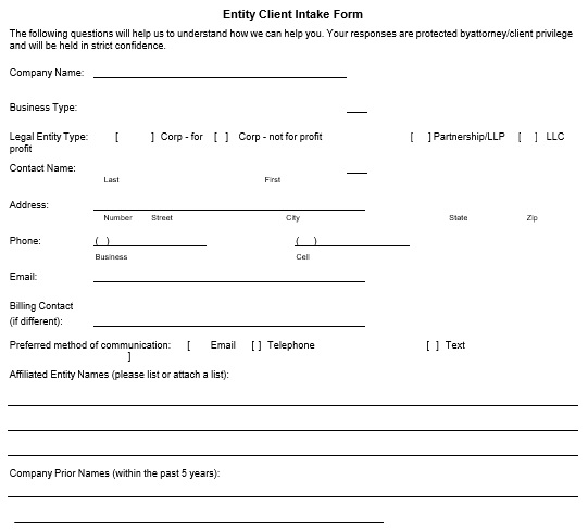 entity client intake form