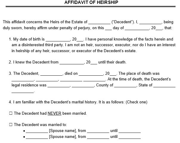 free affidavit of heirship form 11