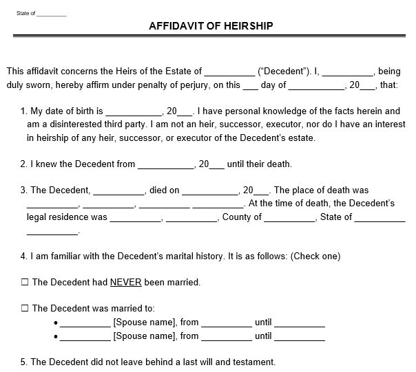 free affidavit of heirship form 11