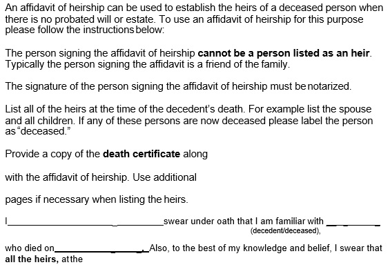 free affidavit of heirship form 12