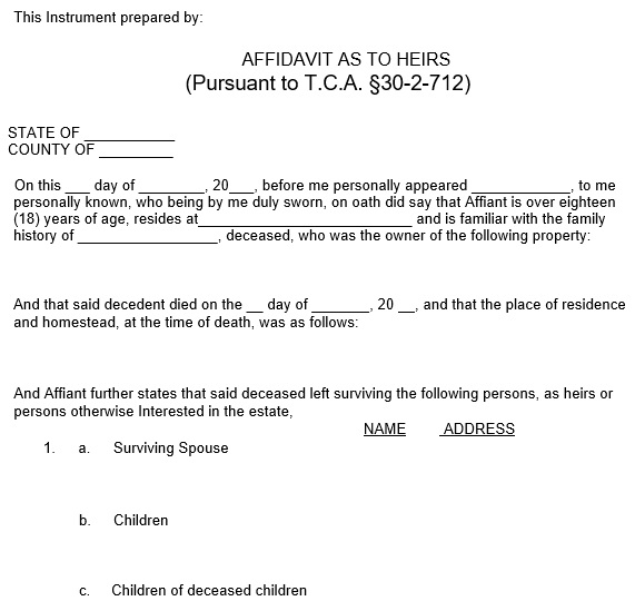 free affidavit of heirship form 3