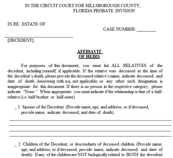 free affidavit of heirship form 8