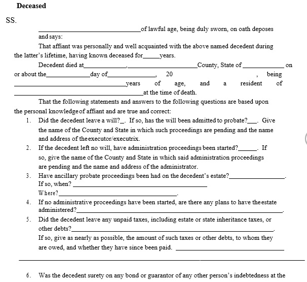 free affidavit of heirship form 9