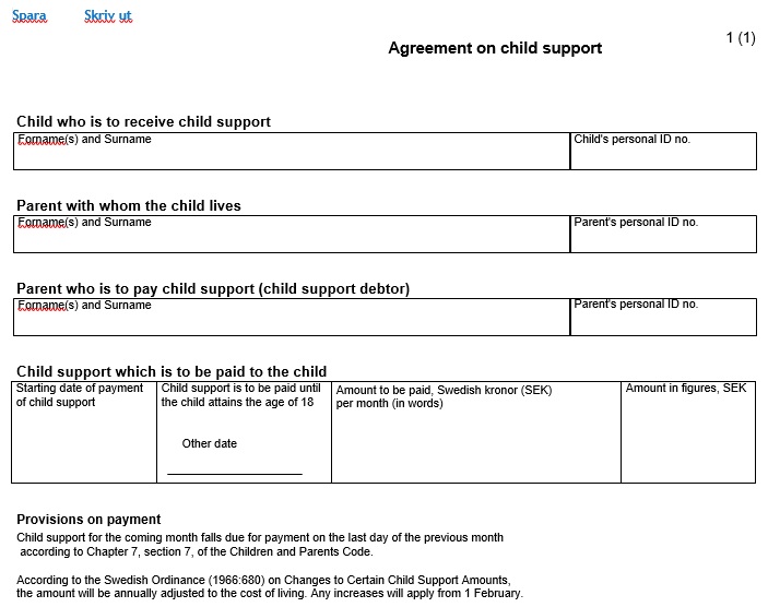 free child support agreement template 1